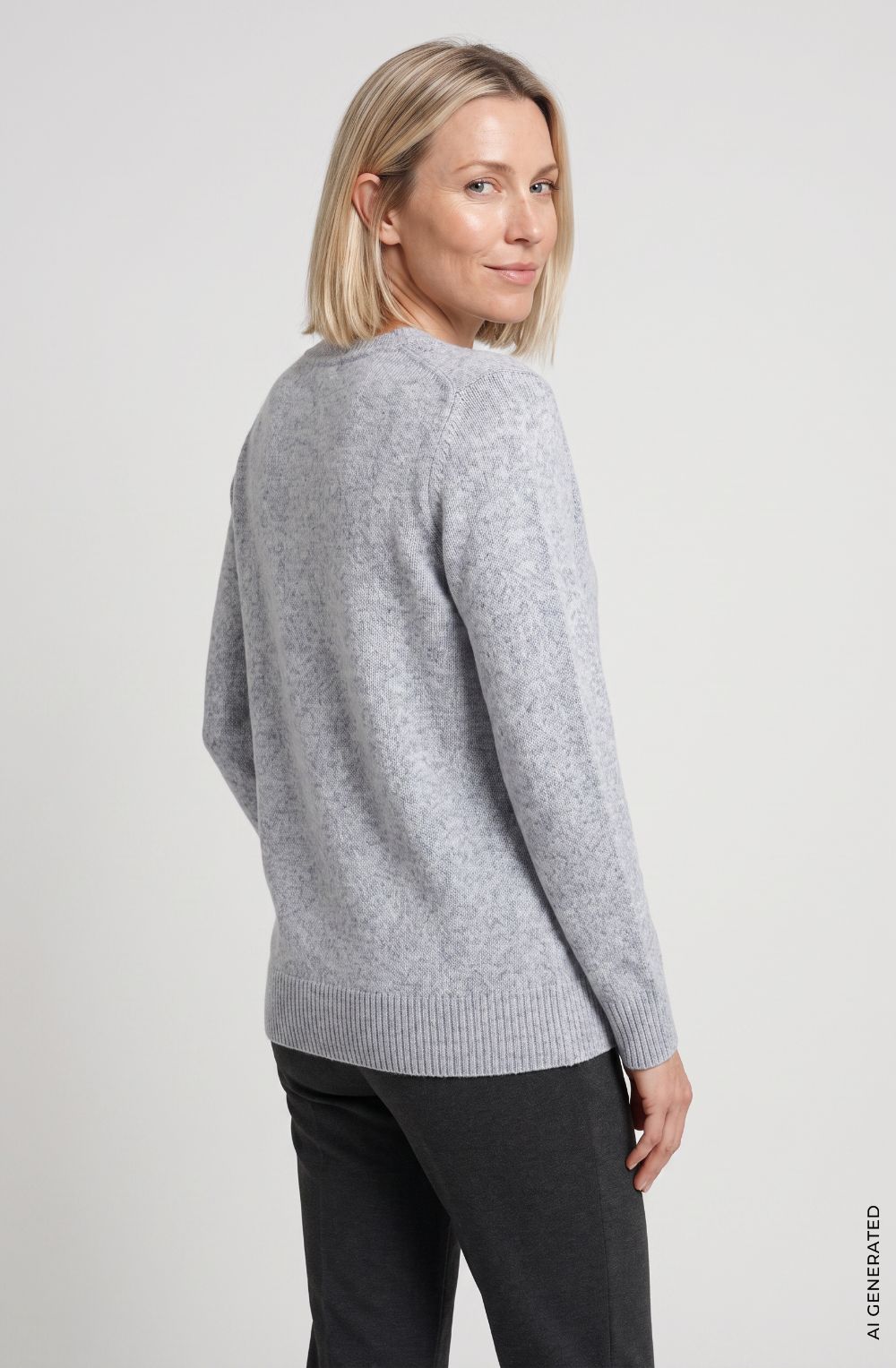 Pearl Grey Melange V-Neck Henny Jumper
