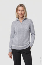 Pearl Grey Melange High Neck Quarter Zip Henny Jumper