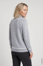 Pearl Grey Melange High Neck Quarter Zip Henny Jumper