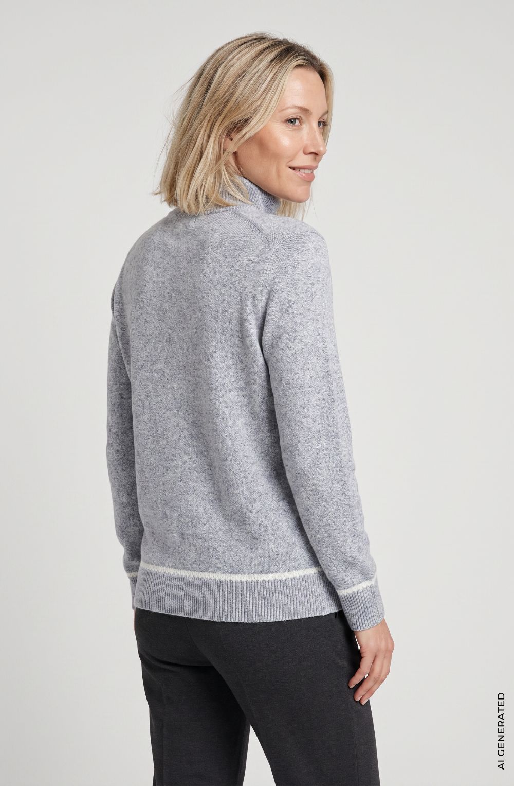 Pearl Grey Melange High Neck Quarter Zip Henny Jumper