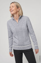 Pearl Grey Melange High Neck Quarter Zip Henny Jumper