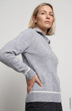 Pearl Grey Melange High Neck Quarter Zip Henny Jumper