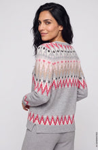 Pearl Grey Melange and Pink Geometric Print Henny Jumper