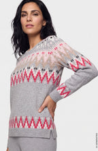 Pearl Grey Melange and Pink Geometric Print Henny Jumper