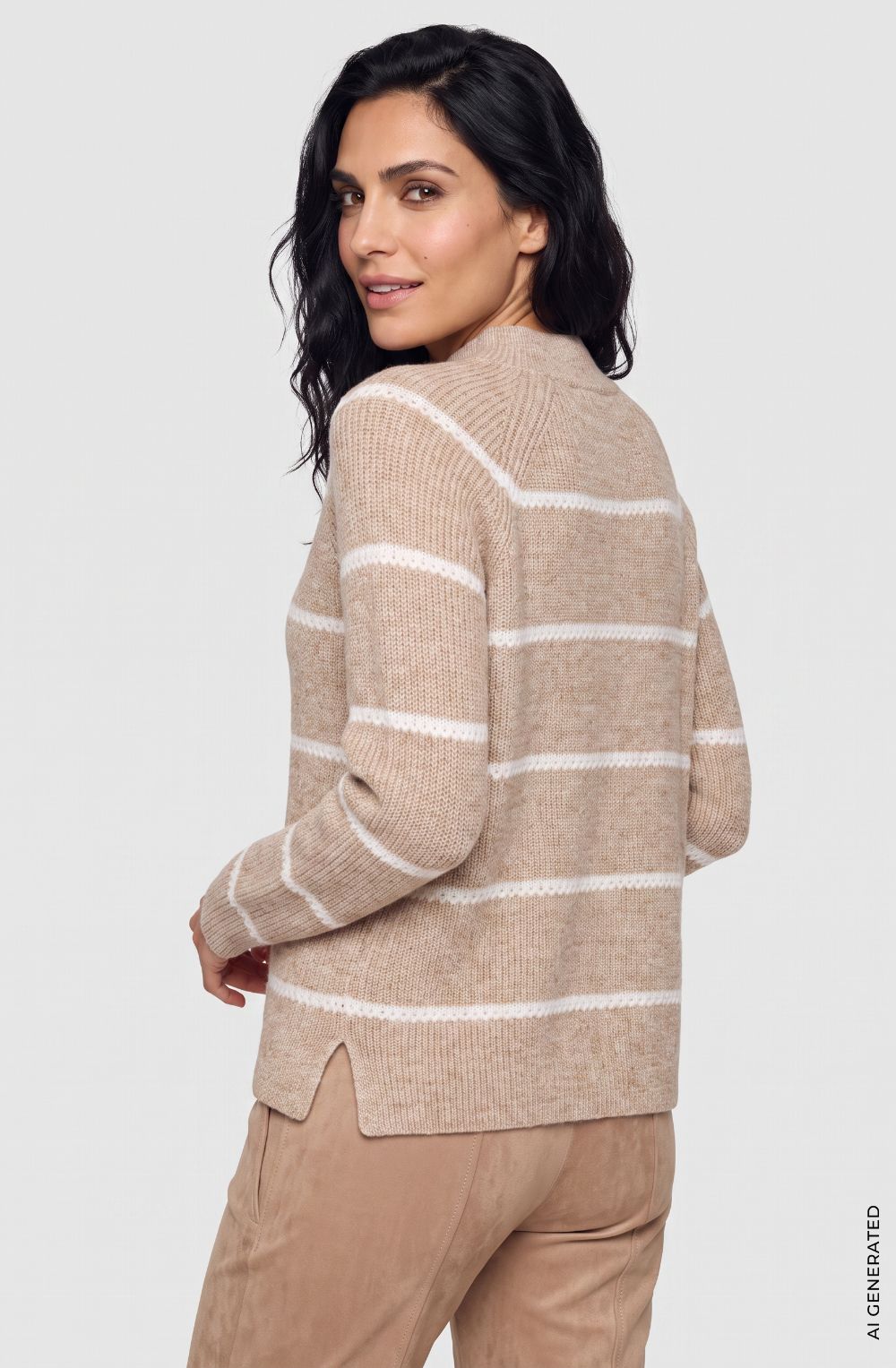 Hazelnut Melange Contrast Stitch Design Henny Jumper