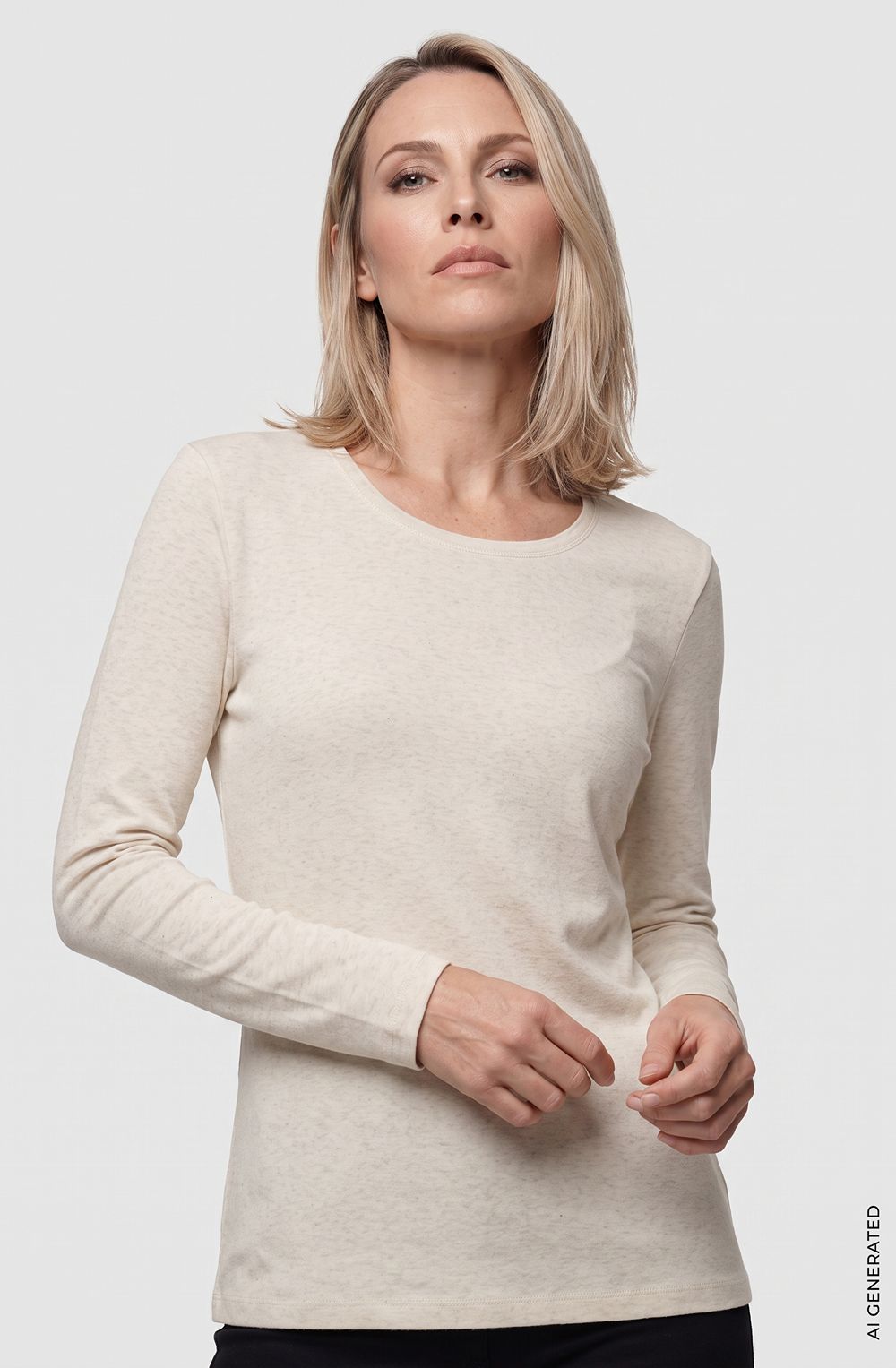 Almond Beige Long Sleeved Jersey Top