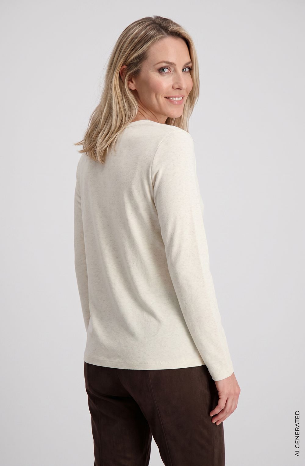 Almond Beige Long Sleeved Jersey Top