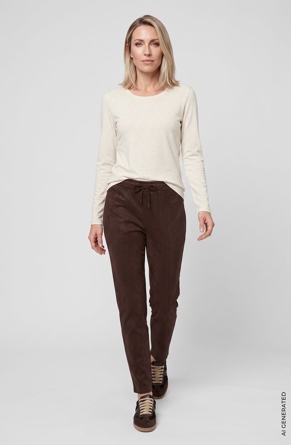 Almond Beige Long Sleeved Jersey Top