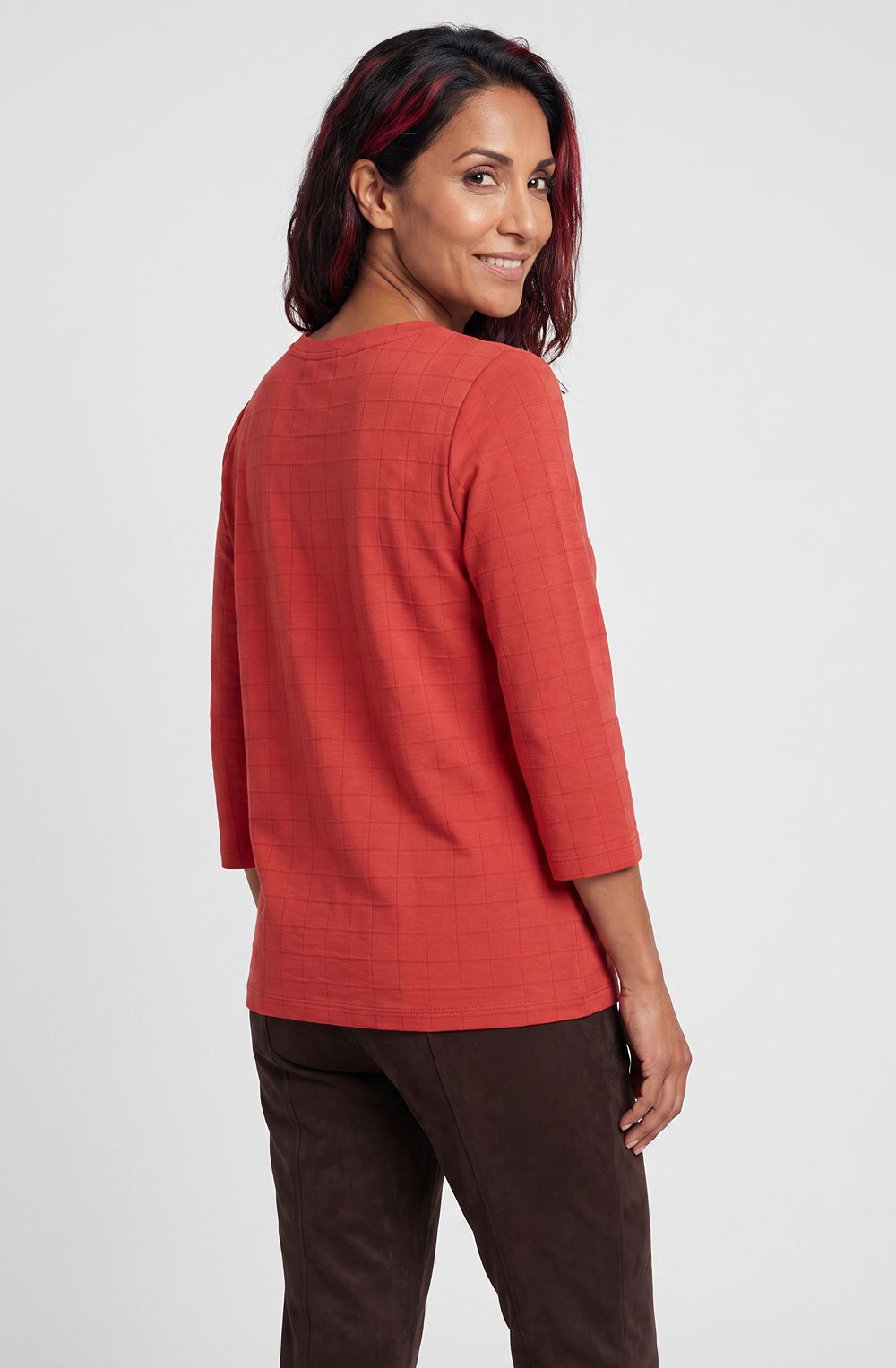 Sienna Red Square Red Stitch Top