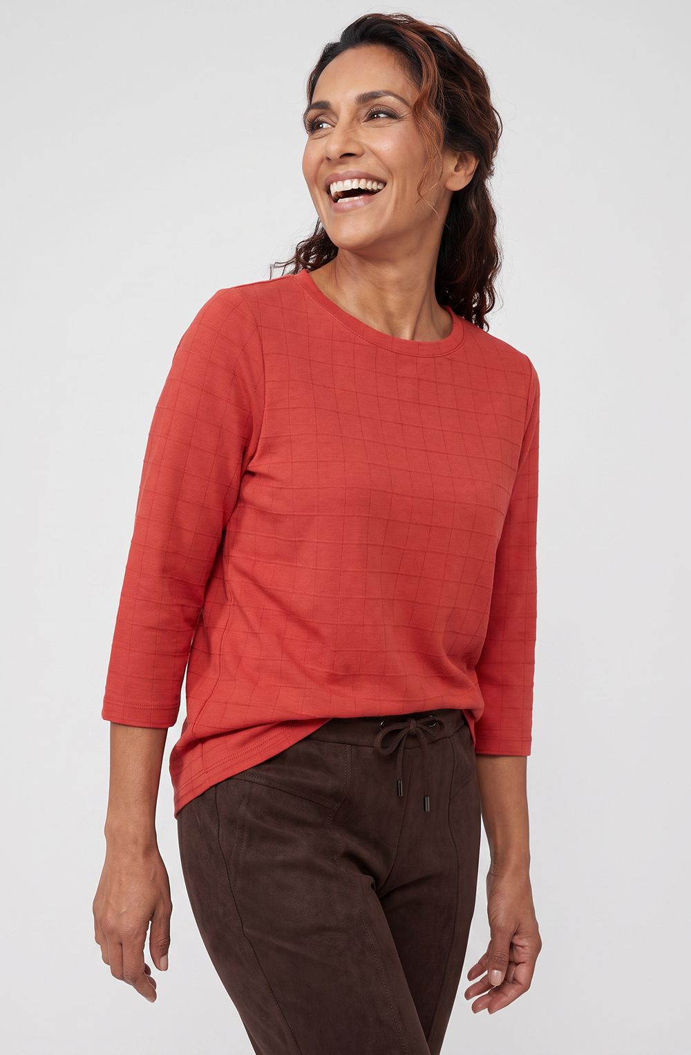 Sienna Red Square Red Stitch Top