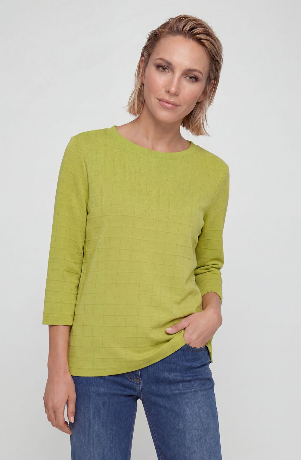 Wild Lime Square Stitch Top