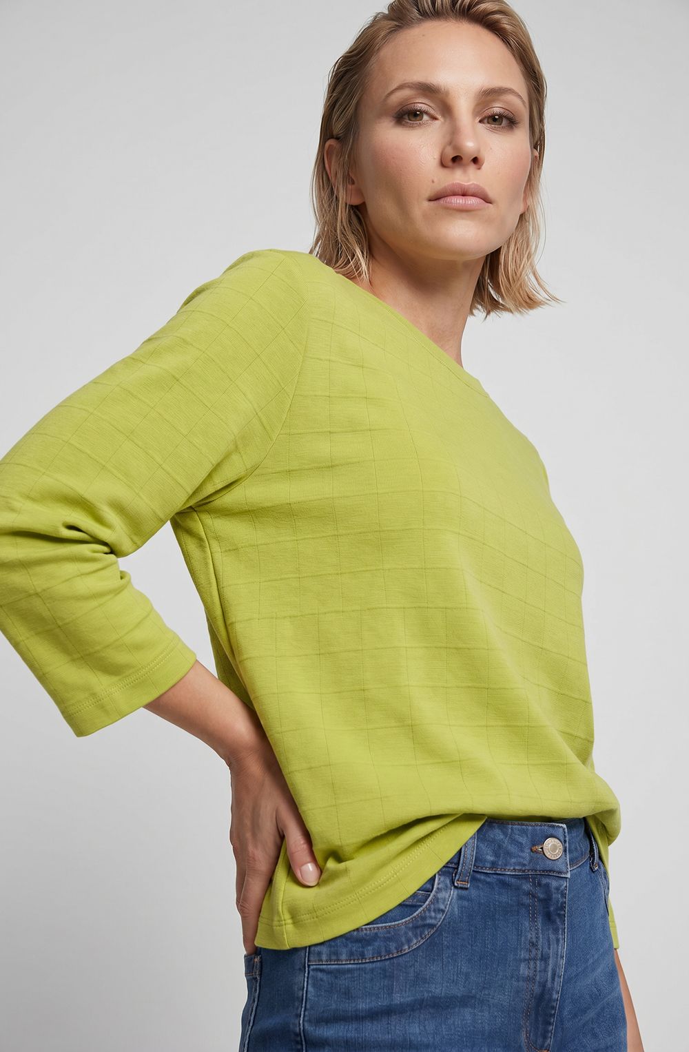 Wild Lime Square Stitch Top