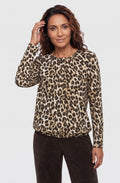 Coffee Bean Animal Print Jersey Blouse