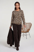 Coffee Bean Animal Print Jersey Blouse