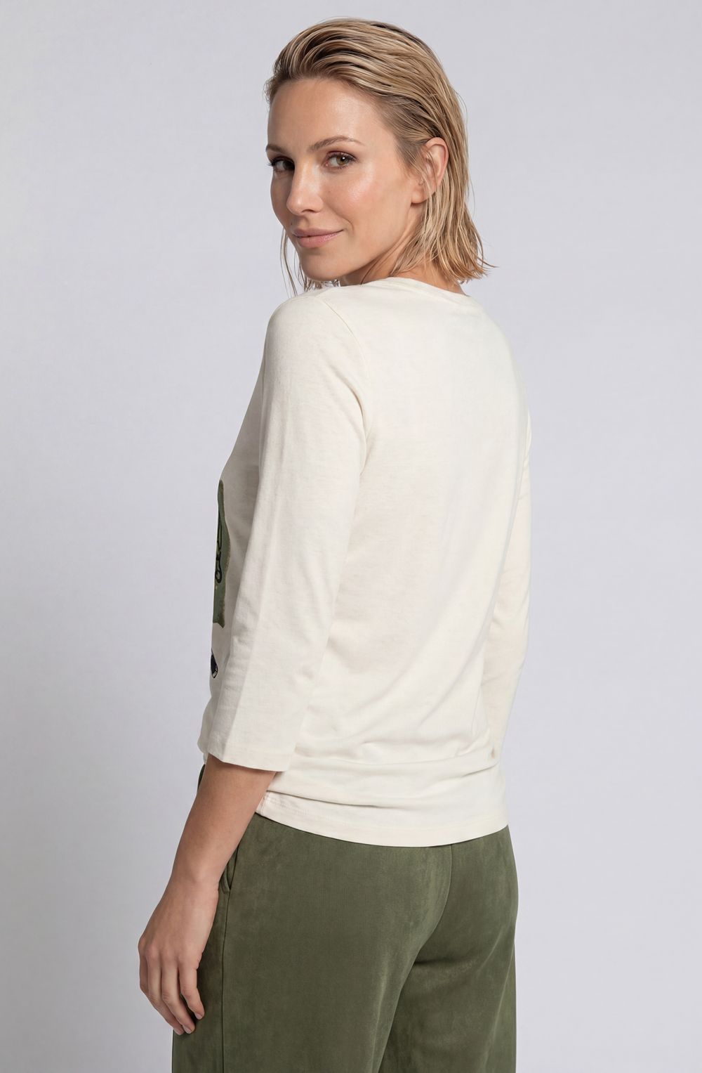 Almond Beige Modern Balance Placement Print Edda Top