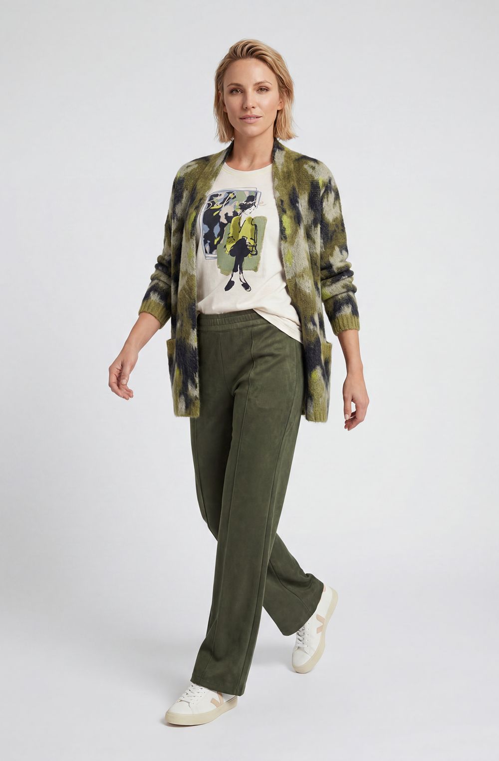 Almond Beige Modern Balance Placement Print Edda Top