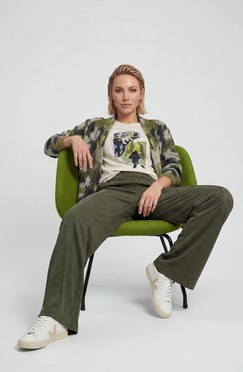 Almond Beige Modern Balance Placement Print Edda Top