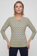 Moss Green and Lime Geometric Print Edda Top