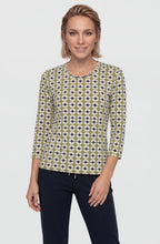 Moss Green and Lime Geometric Print Edda Top