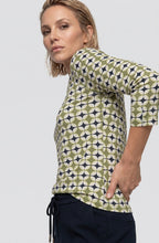 Moss Green and Lime Geometric Print Edda Top