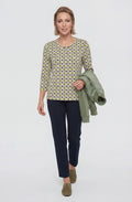 Moss Green and Lime Geometric Print Edda Top