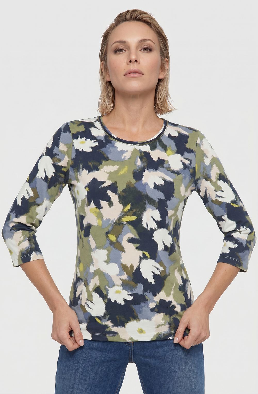 Moss Green Graphic Print Hannah Top
