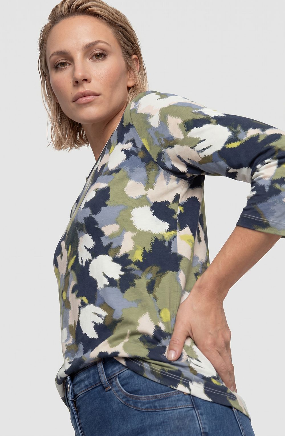 Moss Green Graphic Print Hannah Top