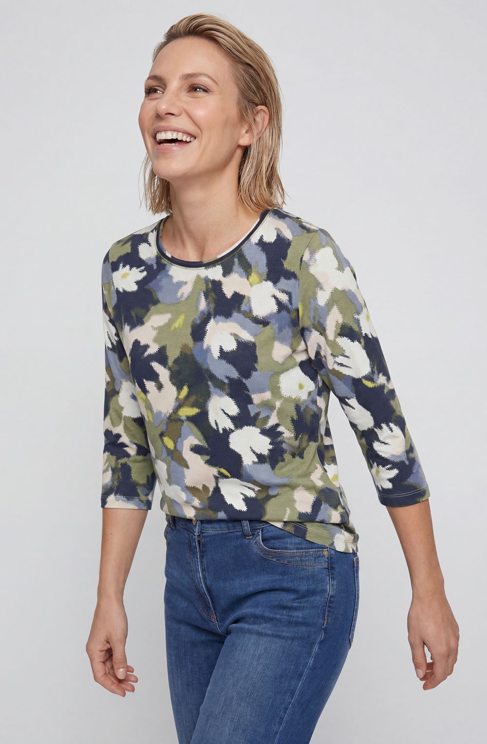 Moss Green Graphic Print Hannah Top