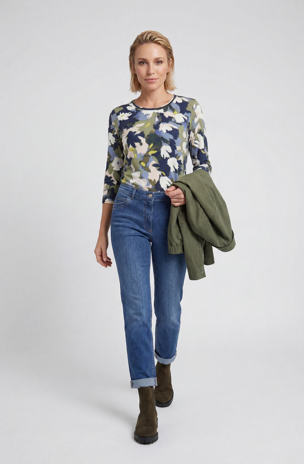 Moss Green Graphic Print Hannah Top