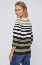 Moss Green and Navy Striped Hannah Top