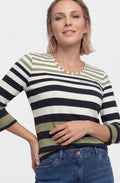 Moss Green and Navy Striped Hannah Top