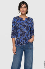 Cobalt Blue Print Fitted Hemline Clara Top