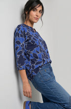 Cobalt Blue Print Fitted Hemline Clara Top