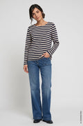 Ink Blue Striped Relaxed Fit Hannah Top