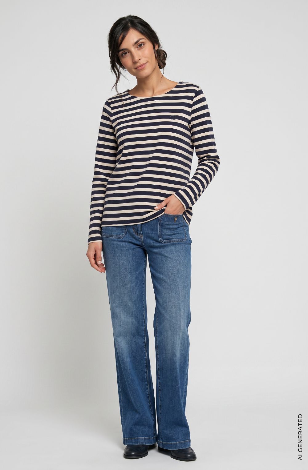 Ink Blue Striped Relaxed Fit Hannah Top