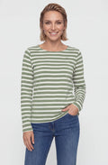 Moss Green Striped Relaxed Fit Hannah Top