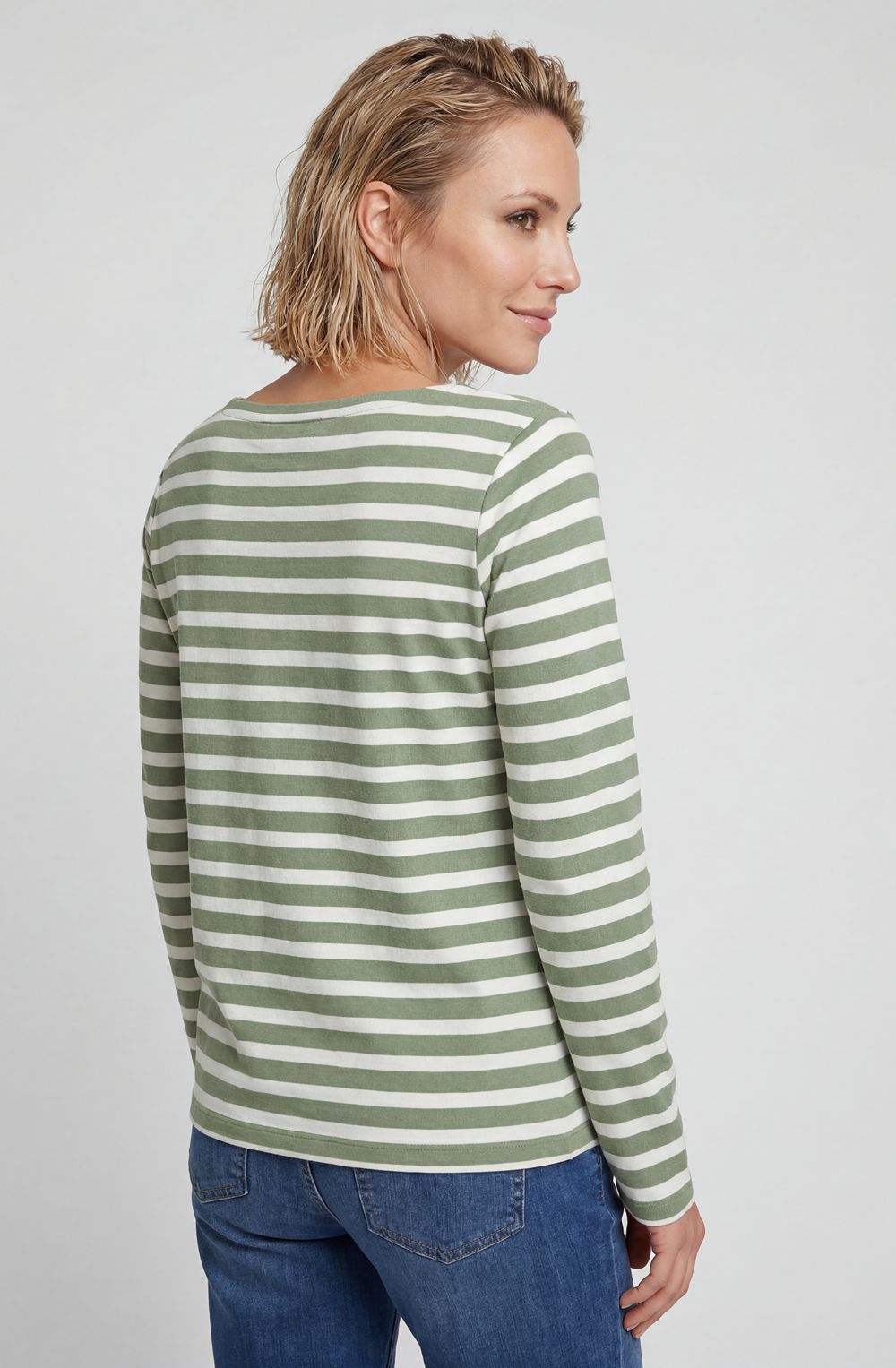 Moss Green Striped Relaxed Fit Hannah Top