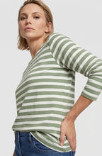 Moss Green Striped Relaxed Fit Hannah Top