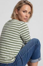 Moss Green Striped Relaxed Fit Hannah Top