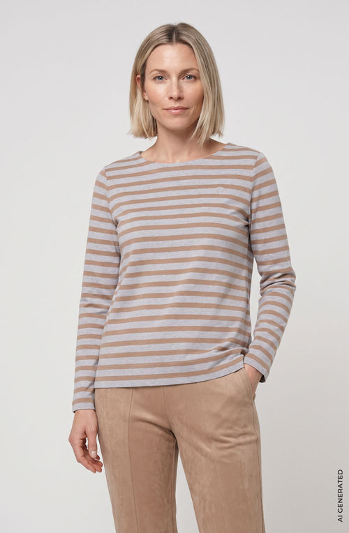 Hazelnut Striped Relaxed Fit Hannah Top