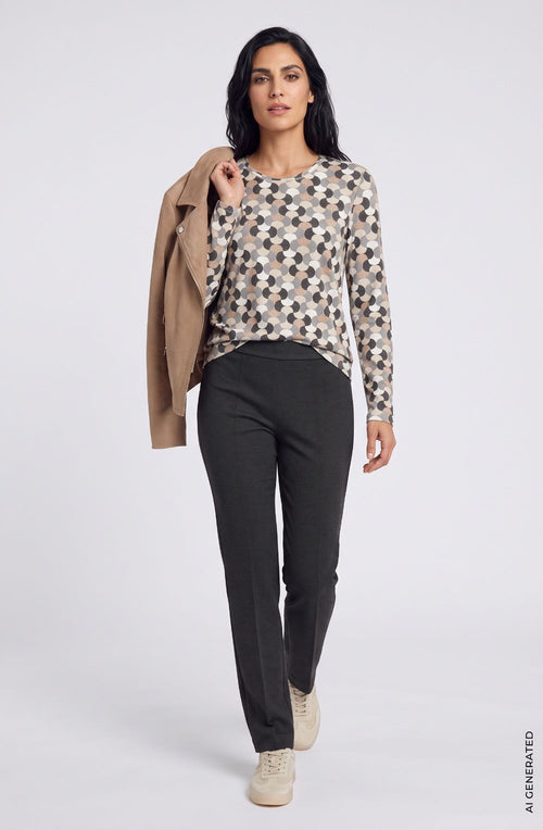 Almond Beige Abstract Design Top