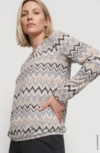 Almond Beige and Blue Peephole Neck Clara Top