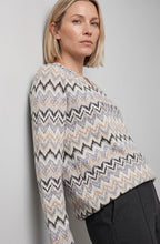 Almond Beige and Blue Peephole Neck Clara Top