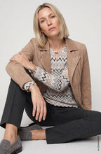 Almond Beige and Blue Peephole Neck Clara Top