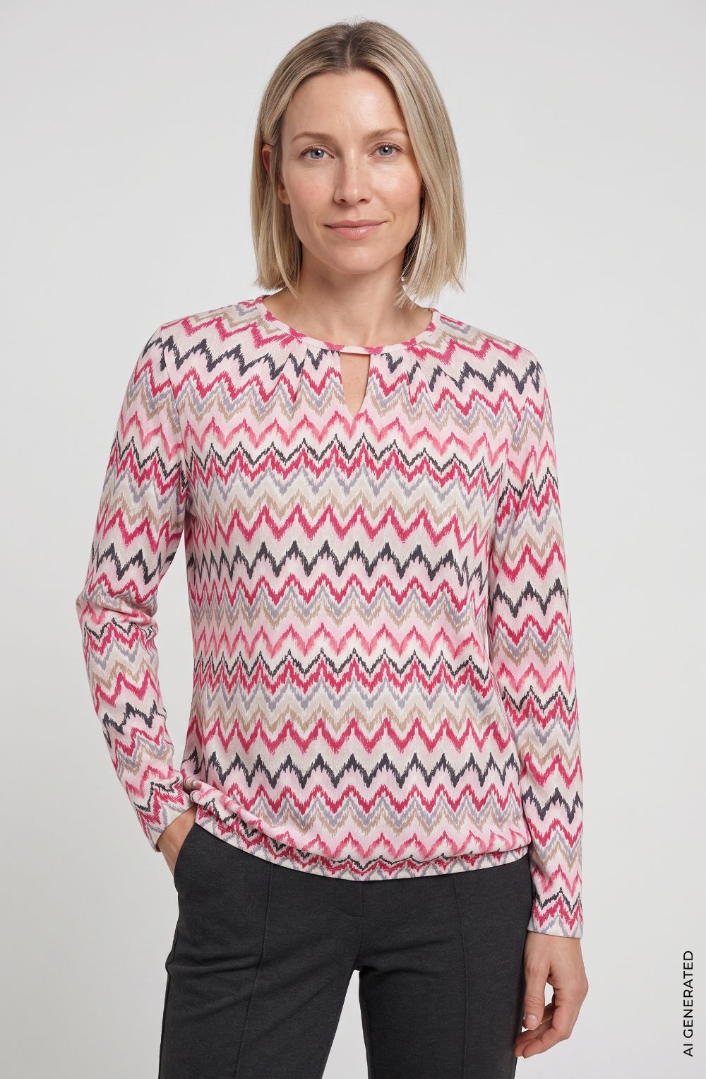 Redberry and Beige Peephole Neck Clara Top