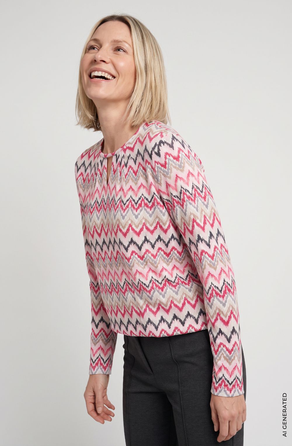 Redberry and Beige Peephole Neck Clara Top