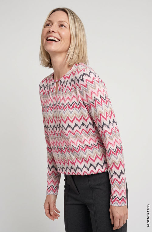 Redberry and Beige Peephole Neck Clara Top