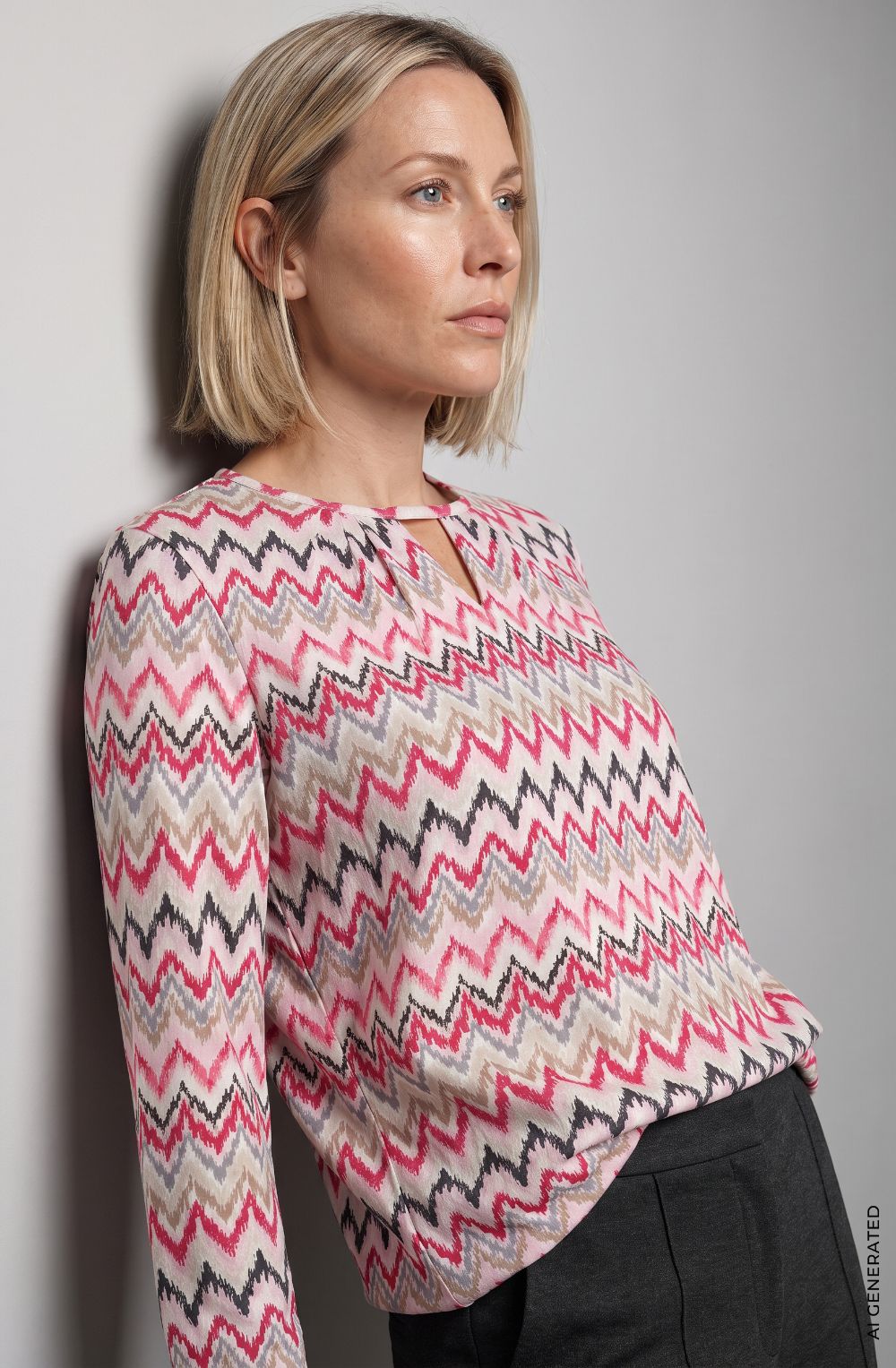 Redberry and Beige Peephole Neck Clara Top