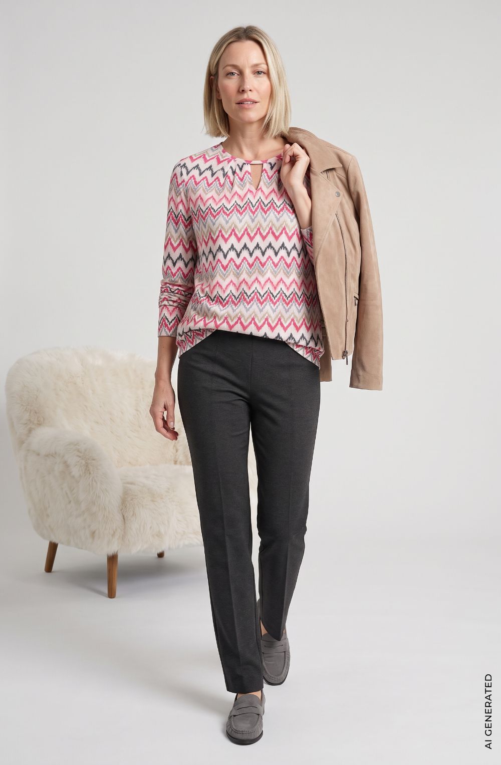 Redberry and Beige Peephole Neck Clara Top