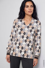 Almond Beige Abstract Print Top